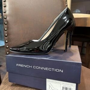 French Connection Shiny Black Pumps